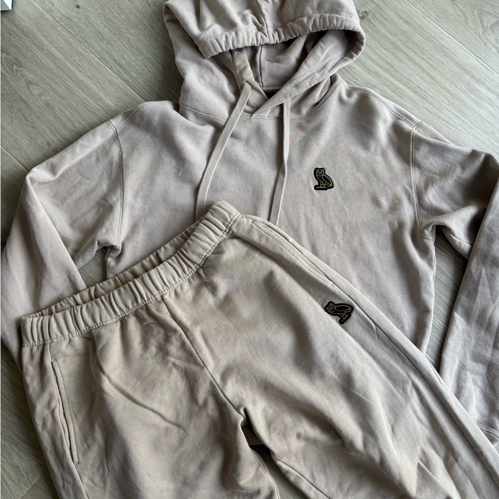 OVO Beige Hoodie and Jogger Set